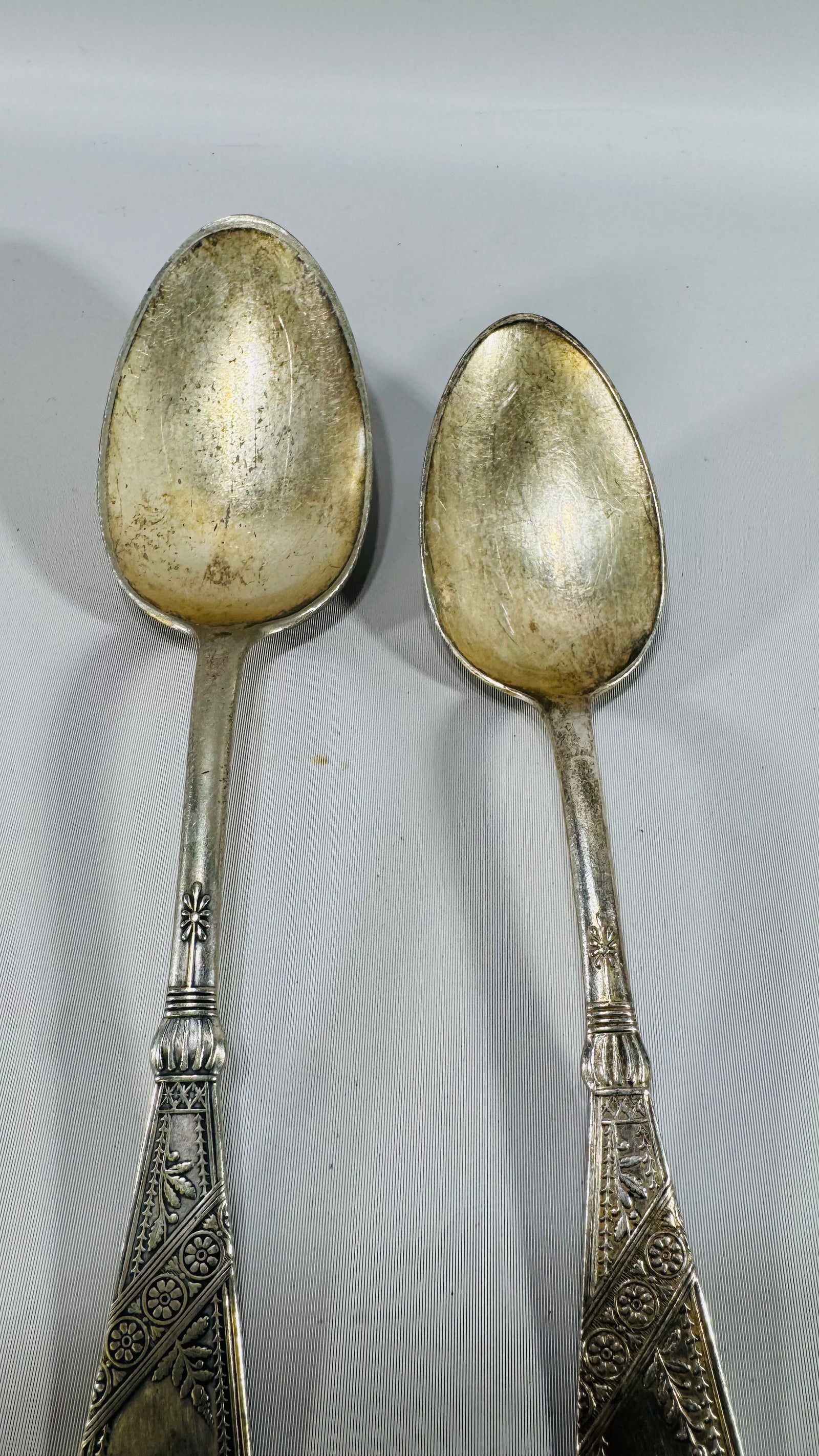 Set of 2 Vintage Rogers Bros Serving Spoons – Mixed Patterns, Silverplate