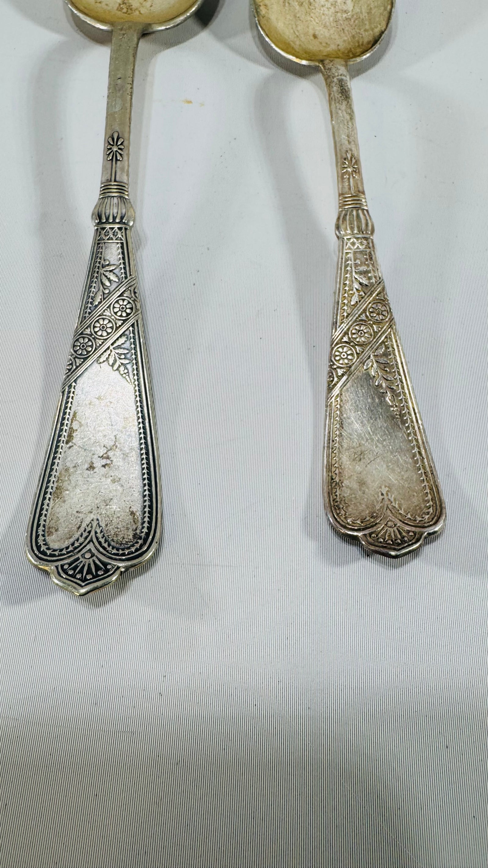 Set of 2 Vintage Rogers Bros Serving Spoons – Mixed Patterns, Silverplate
