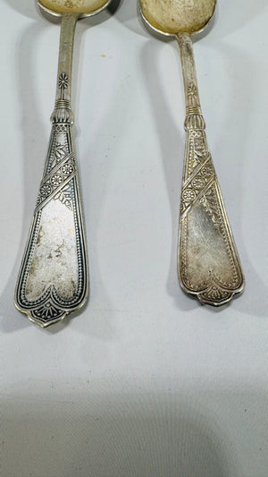 Set of 2 Vintage Rogers Bros Serving Spoons – Mixed Patterns, Silverplate