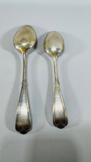 Set of 2 Vintage Rogers Bros Serving Spoons – Mixed Patterns, Silverplate