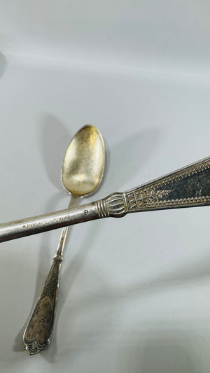 Set of 2 Vintage Rogers Bros Serving Spoons – Mixed Patterns, Silverplate