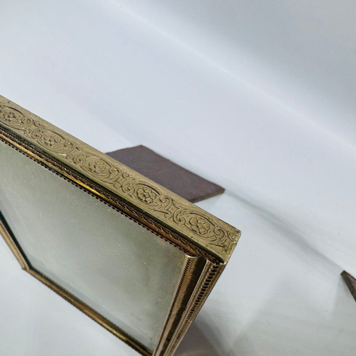 Vintage Brass Photo Frames – Pair, Ornate Border, Easel Back Stand, 6x4
