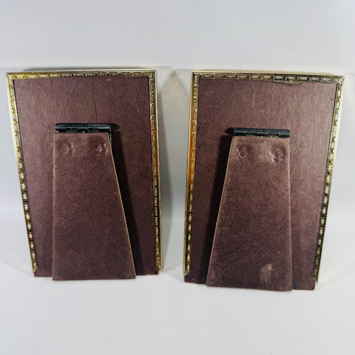Vintage Brass Photo Frames – Pair, Ornate Border, Easel Back Stand, 6x4