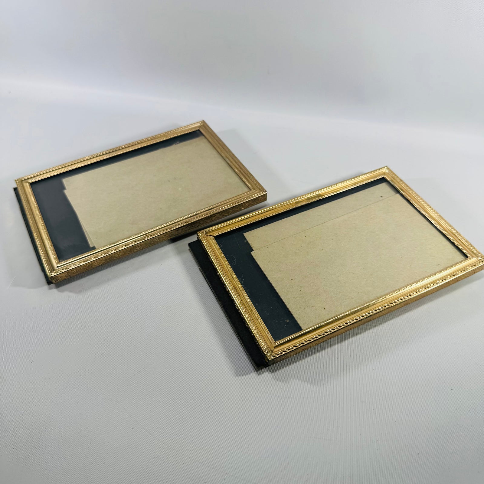 Vintage Brass Photo Frames – Pair, Ornate Border, Easel Back Stand, 6x4