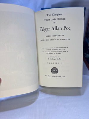 The Complete Poems and Stories of Edgar Allan Poe with Selections from His Critical Writings Two Volume Set Illustrated by E. McKinght Kauffer 1976  Box Set Alfred A. Knopf