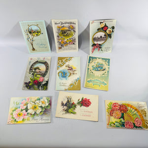 Early 1900s Vintage Postcard & Greeting Card Collection — 9 Items with Postal History