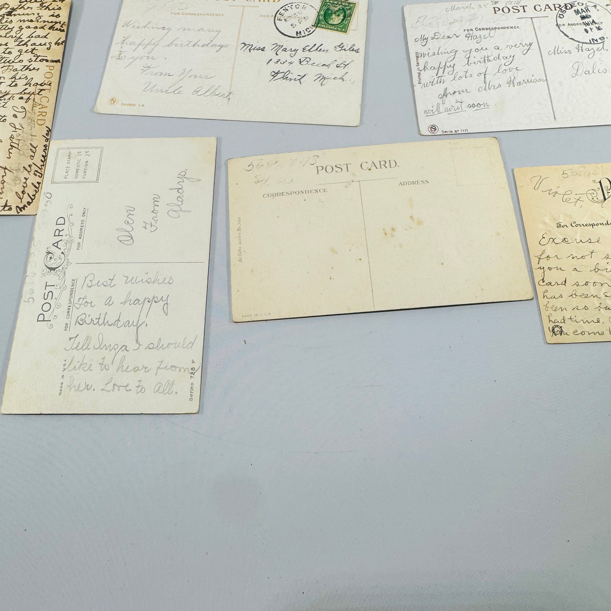 Early 1900s Vintage Postcard & Greeting Card Collection — 9 Items with Postal History