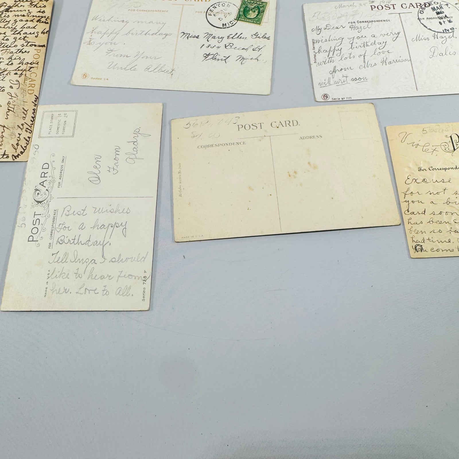 Early 1900s Vintage Postcard & Greeting Card Collection — 9 Items with Postal History