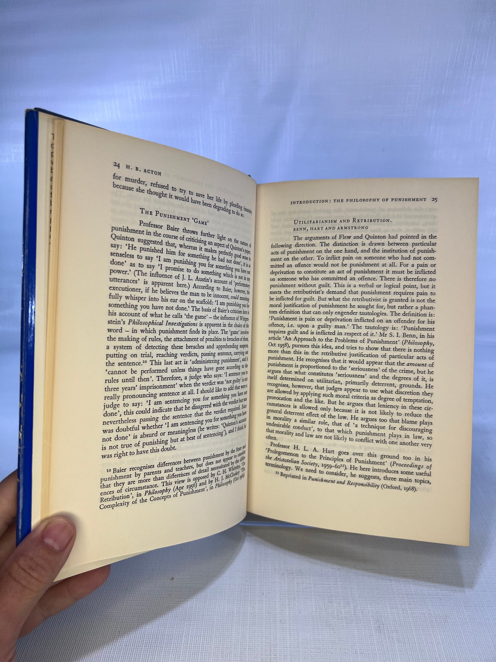The Philosophy of Punishment a Collection of Papers edited by H.B. Action 1969 Macmillan St. Martin Press,