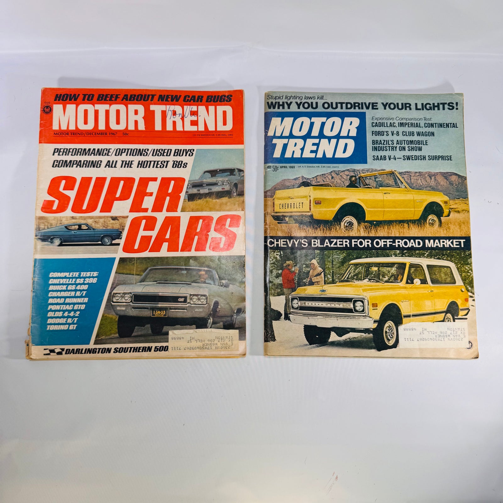 Two Vintage Motor Trend Magazines (1967 & 1969) – Classic Car History & Retro Ads