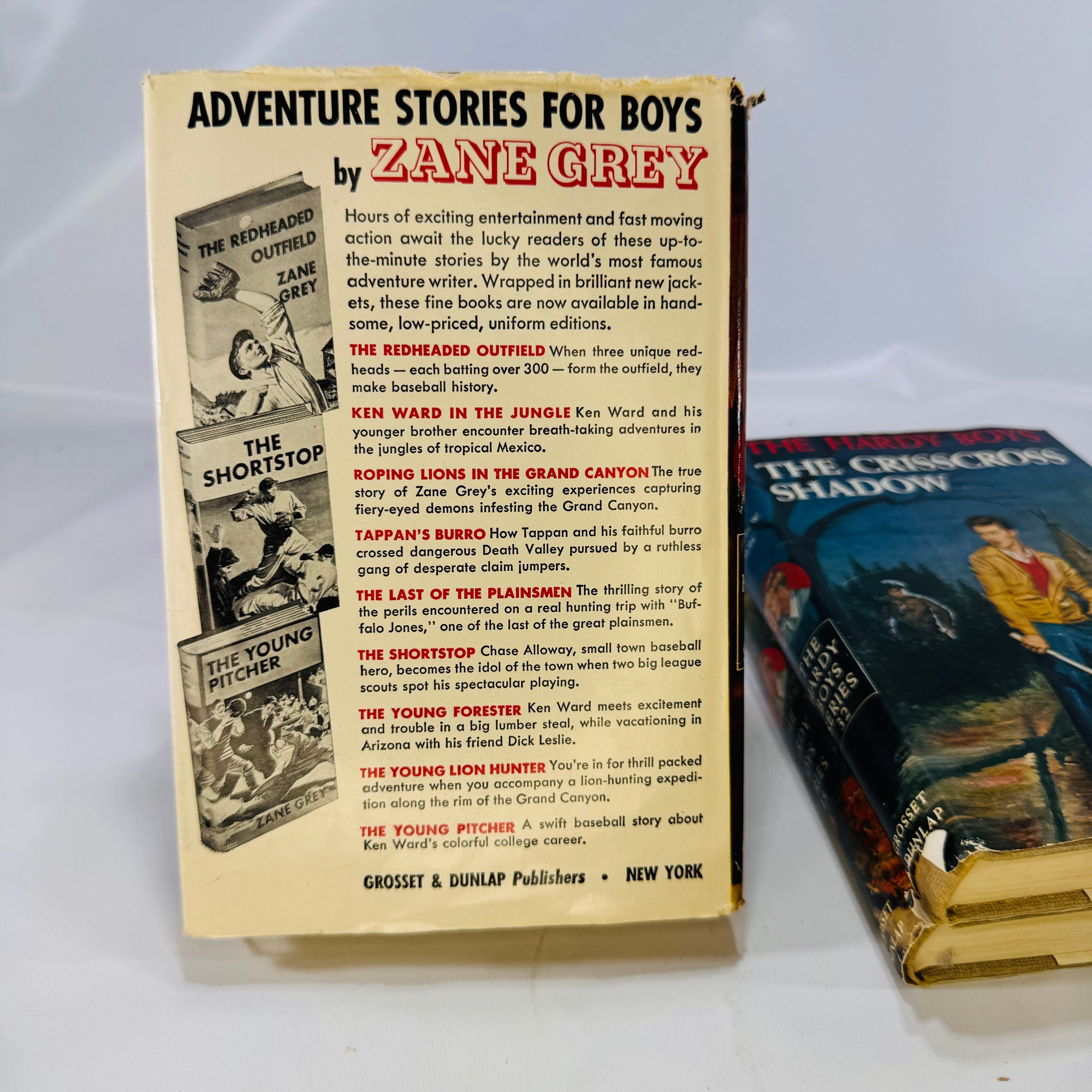 Three Hardy Boys Books by Franklin W. Dixon The Crisscross Shadow The Secret of the Lost Tunnel, The Clue in the Embers Grosset and Dunlap