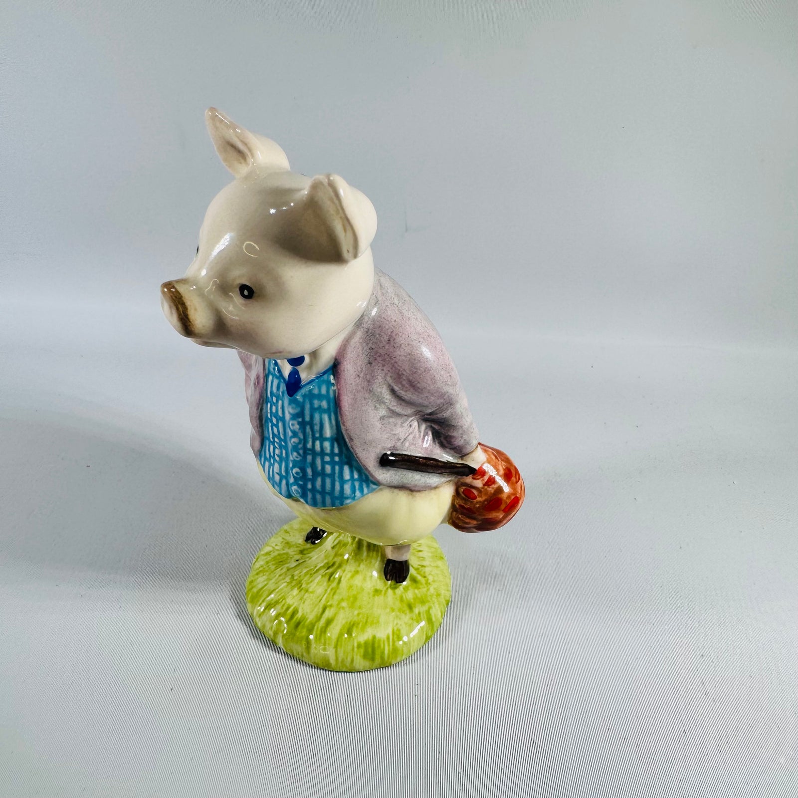 Beswick Beatrix Potter's Pigling Bland Figurine — F. Warne & Co. Copyright 1956, Beswick England, Variation 1 Purple Jacket