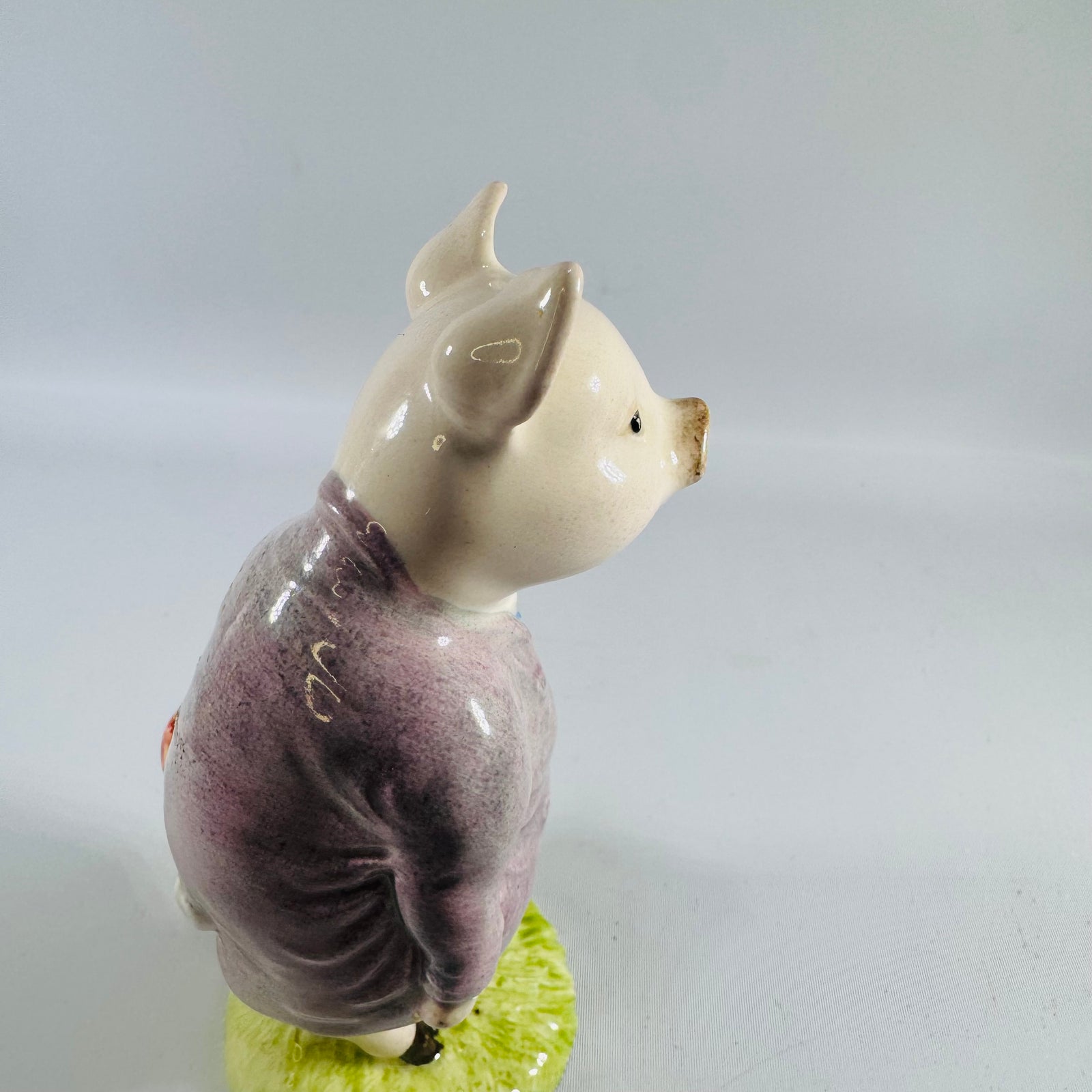 Beswick Beatrix Potter's Pigling Bland Figurine — F. Warne & Co. Copyright 1956, Beswick England, Variation 1 Purple Jacket