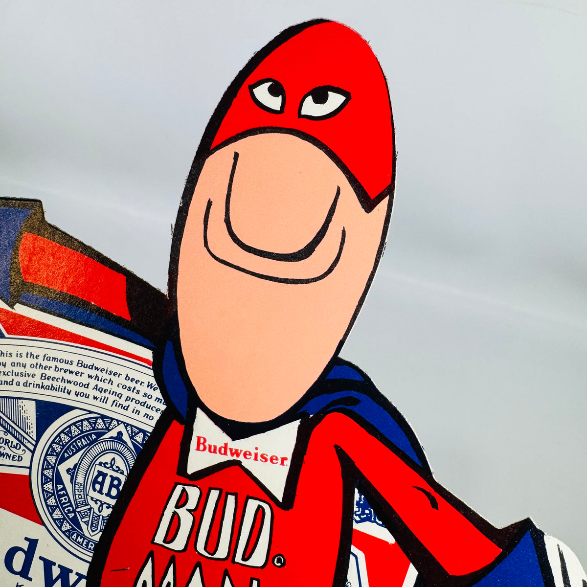 Vintage Budweiser Bud Man Sticker – 1970s Beer Advertising Character Decal 7" x 7"