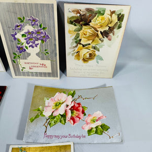 Vintage Postcard Bundle – 7 Cards – Birthday Greetings, Handwritten, Early 1900s Ephemera