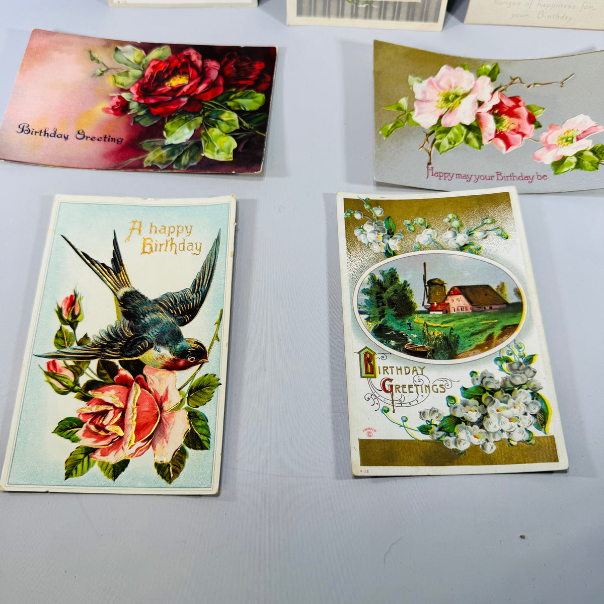 Vintage Postcard Bundle – 7 Cards – Birthday Greetings, Handwritten, Early 1900s Ephemera
