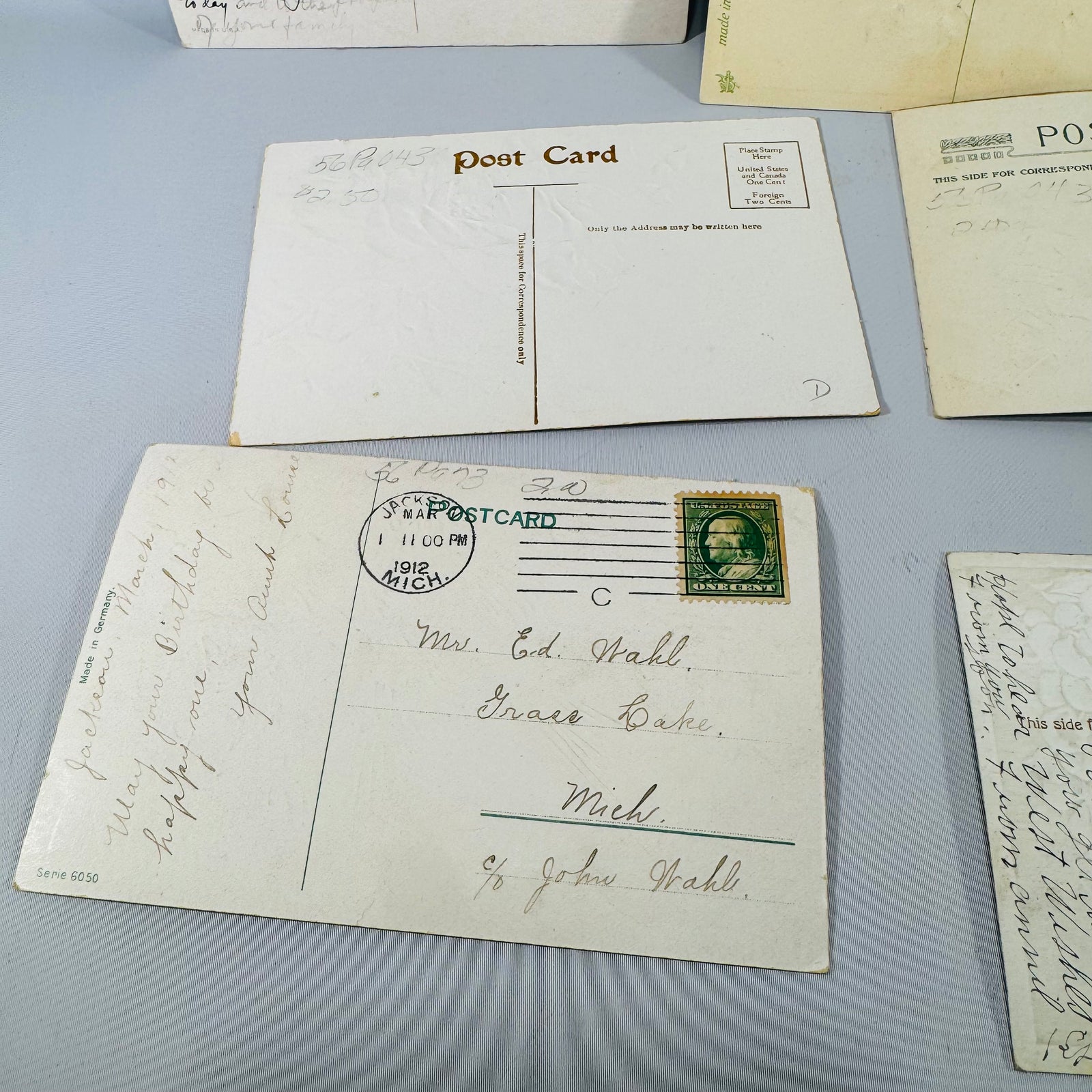 Vintage Postcard Bundle – 7 Cards – Birthday Greetings, Handwritten, Early 1900s Ephemera