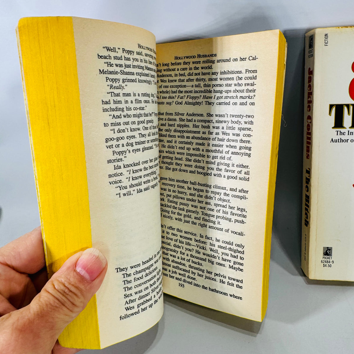 Vintage Jackie Collins Paperback Bundle — The Bitch (1984) & Hollywood Husbands (1987) — Glamour, Scandal & Fame, Romantic Suspense / Celebrity Drama