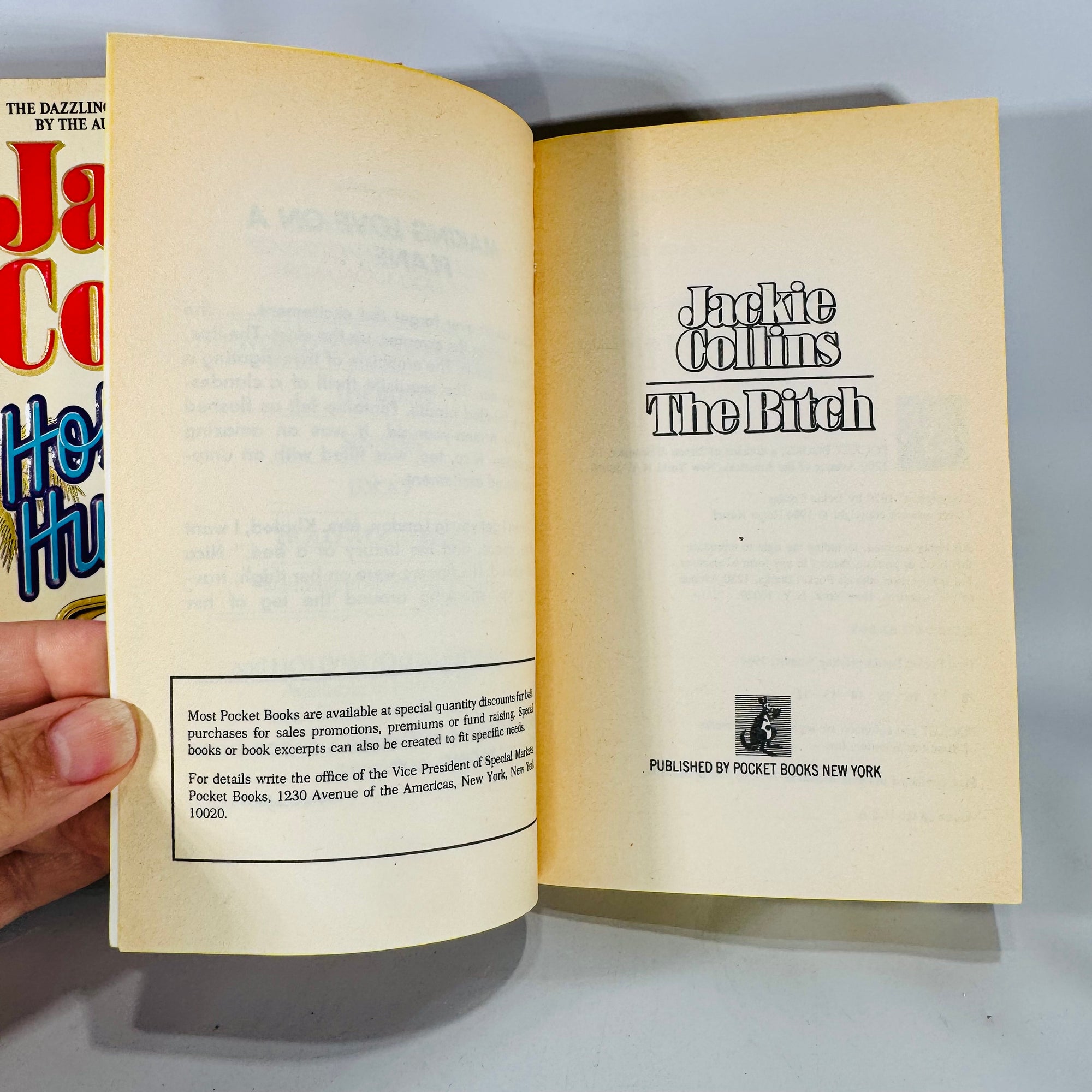 Vintage Jackie Collins Paperback Bundle — The Bitch (1984) & Hollywood Husbands (1987) — Glamour, Scandal & Fame, Romantic Suspense / Celebrity Drama