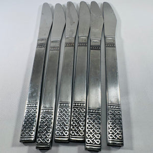 Vintage MSI Japan Danika Stainless Steel Dinner Knife Set – 6 Knives, 9 Inches, Decorative Handles