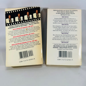 Vintage Jackie Collins Paperback Bundle — The Bitch (1984) & Hollywood Husbands (1987) — Glamour, Scandal & Fame, Romantic Suspense / Celebrity Drama
