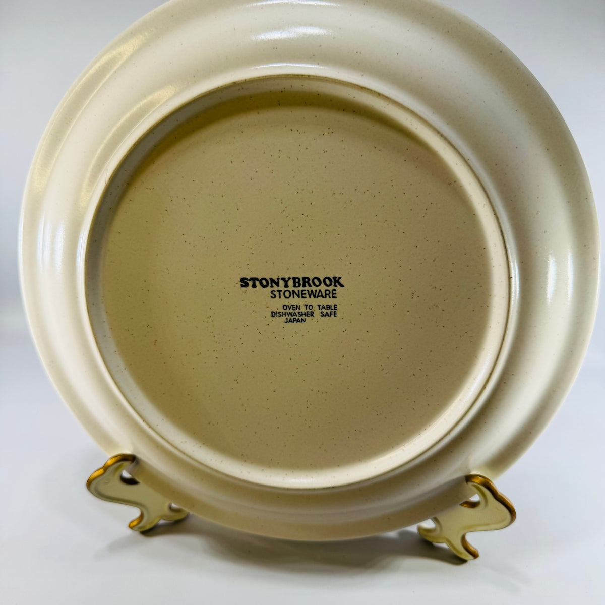 Vintage 1970s Stonybrook Stoneware Dinner Plate, Spring Collection Yellow Flowers Green Band