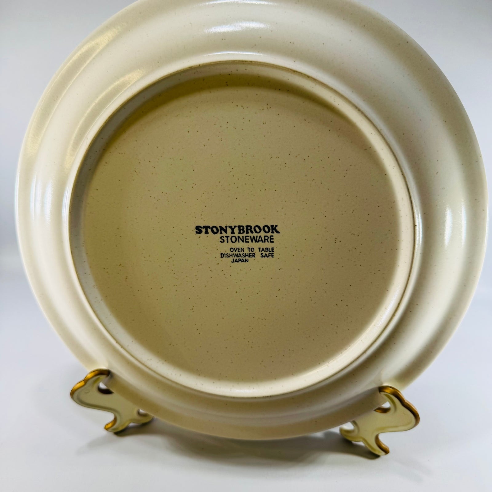 Vintage 1970s Stonybrook Stoneware Dinner Plate, Spring Collection Yellow Flowers Green Band