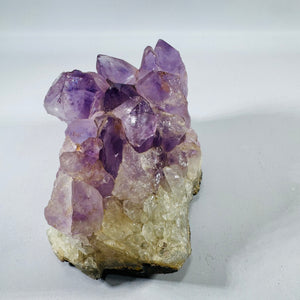 Natural Amethyst Cluster Specimen on Quartz Matrix, Hand-Sized Collector Piece