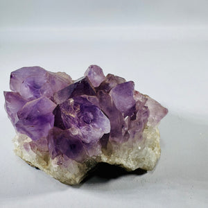 Natural Amethyst Cluster Specimen on Quartz Matrix, Hand-Sized Collector Piece