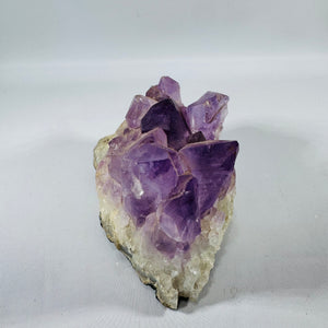 Natural Amethyst Cluster Specimen on Quartz Matrix, Hand-Sized Collector Piece