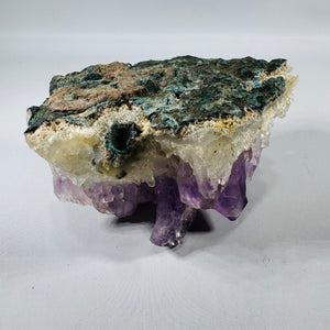 Natural Amethyst Cluster Specimen on Quartz Matrix, Hand-Sized Collector Piece