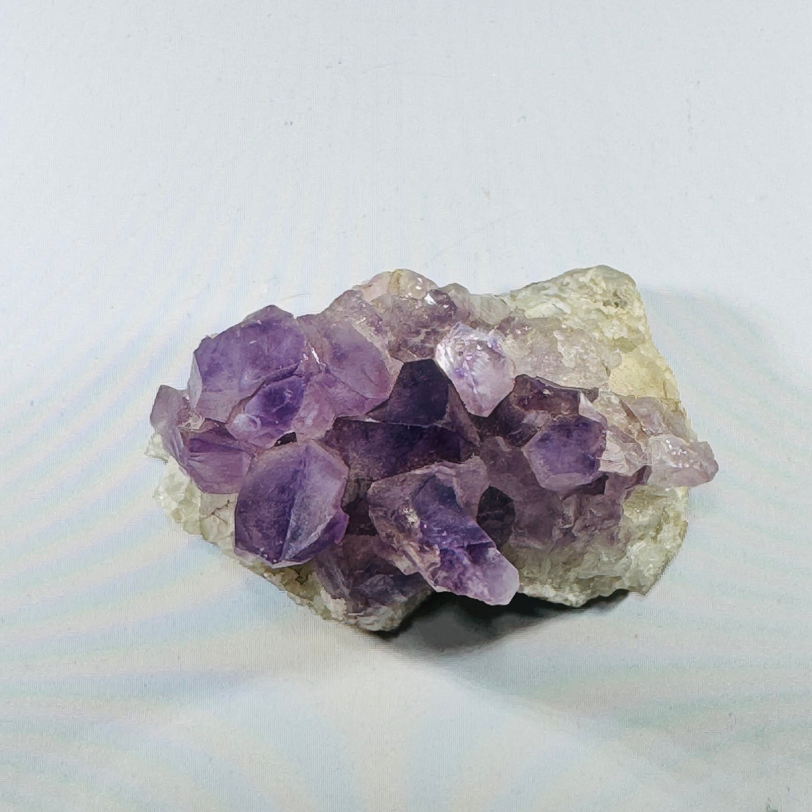 Natural Amethyst Cluster Specimen on Quartz Matrix, Hand-Sized Collector Piece