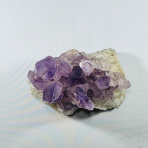 Natural Amethyst Cluster Specimen on Quartz Matrix, Hand-Sized Collector Piece