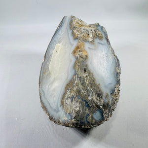 Natural Banded Agate Specimen, Polished Face, Hand-Sized Collector Piece