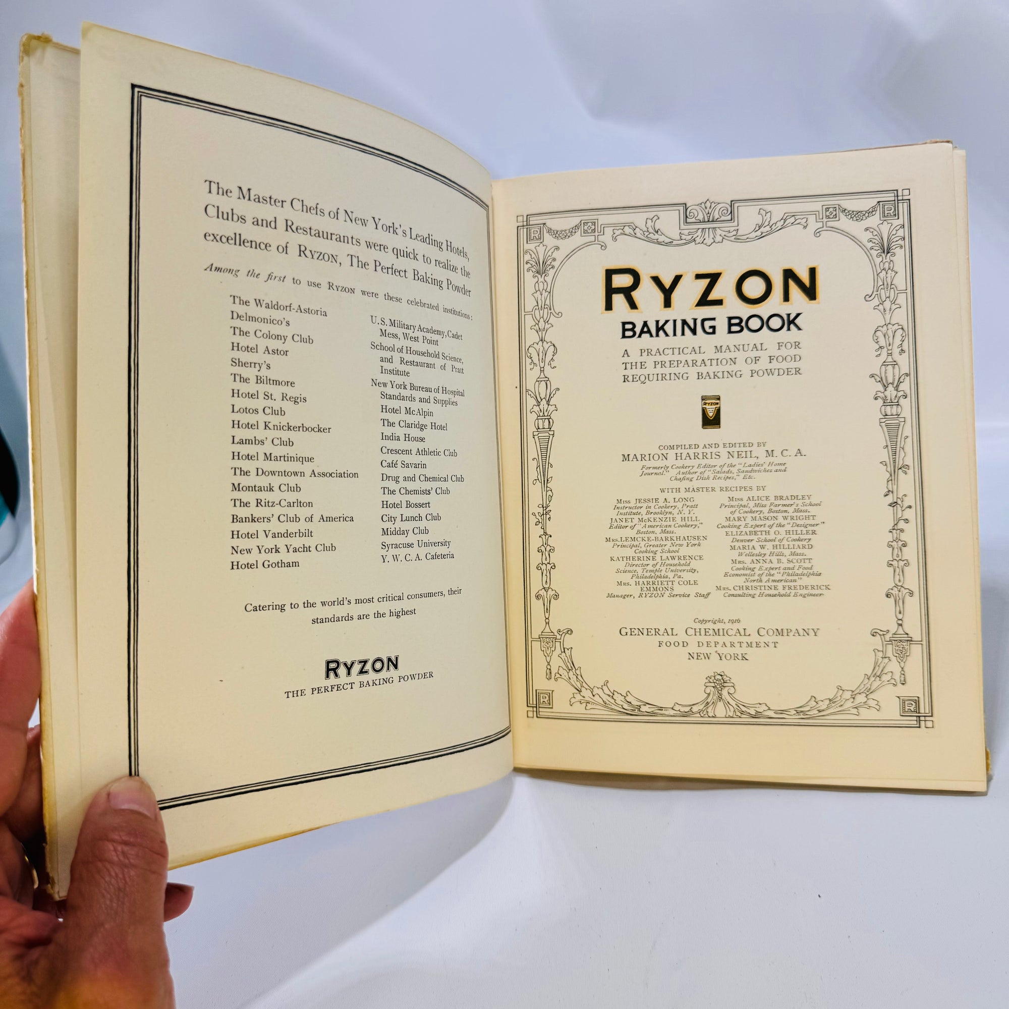 Ryzon Baking Book by Marion Harris Neil 1916 General Chemical Company