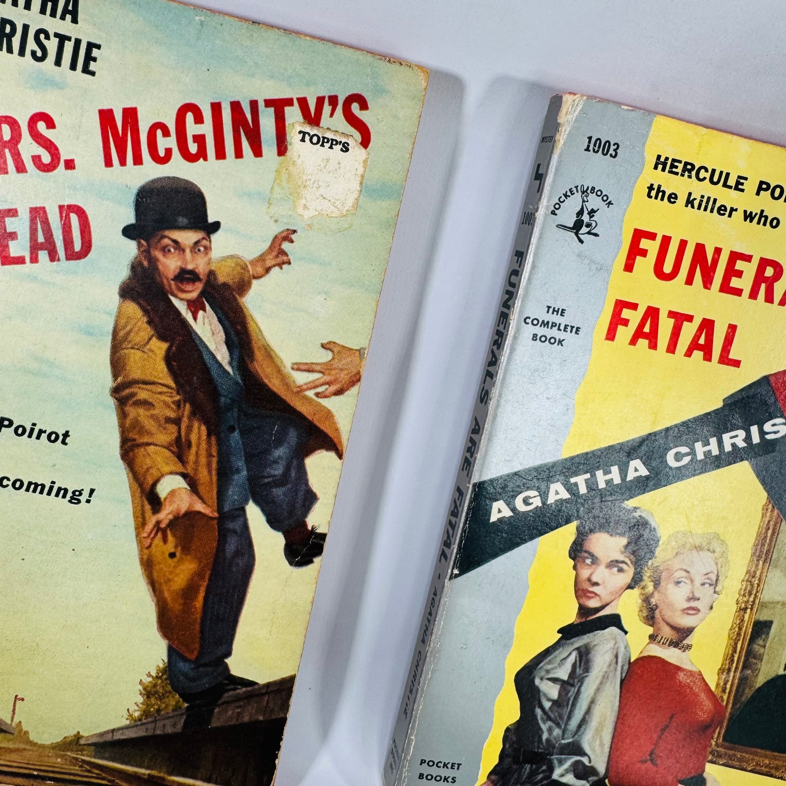 Vintage Agatha Christie Mystery / Detective Fiction Book Bundle — 5 Classic Paperbacks (1950s–1960s) — Hercule Poirot | Mid-Century Pocket & Dell Books