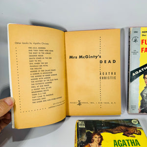 Vintage Agatha Christie Mystery / Detective Fiction Book Bundle — 5 Classic Paperbacks (1950s–1960s) — Hercule Poirot | Mid-Century Pocket & Dell Books