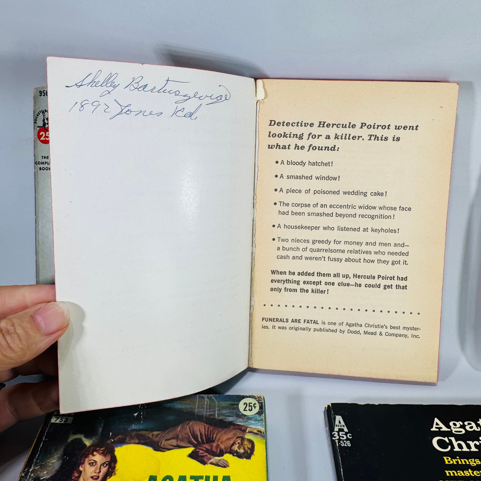 Vintage Agatha Christie Mystery / Detective Fiction Book Bundle — 5 Classic Paperbacks (1950s–1960s) — Hercule Poirot | Mid-Century Pocket & Dell Books