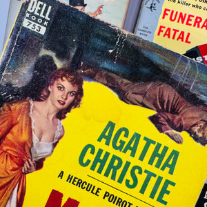 Vintage Agatha Christie Mystery / Detective Fiction Book Bundle — 5 Classic Paperbacks (1950s–1960s) — Hercule Poirot | Mid-Century Pocket & Dell Books