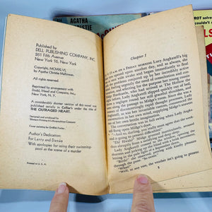 Vintage Agatha Christie Mystery / Detective Fiction Book Bundle — 5 Classic Paperbacks (1950s–1960s) — Hercule Poirot | Mid-Century Pocket & Dell Books