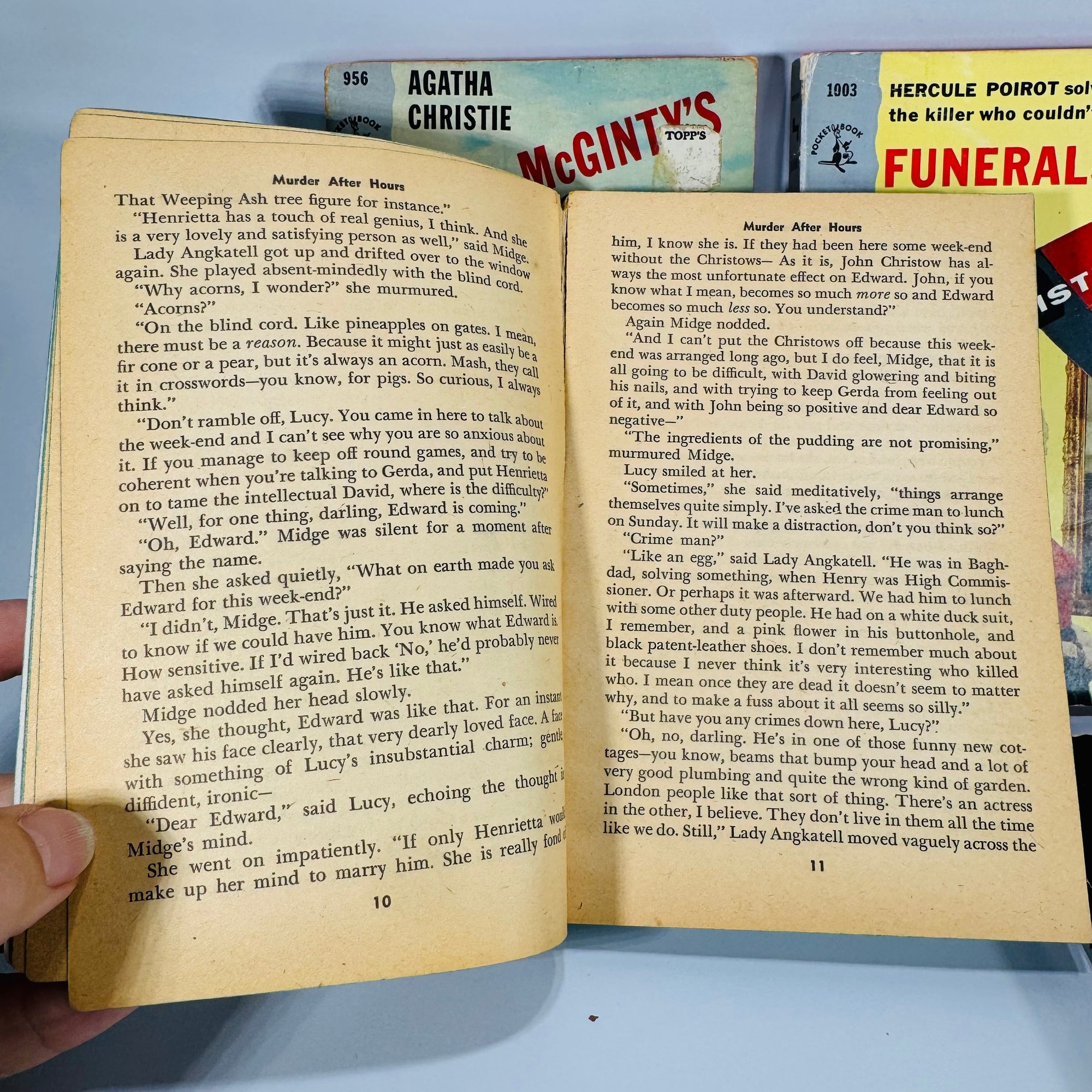 Vintage Agatha Christie Mystery / Detective Fiction Book Bundle — 5 Classic Paperbacks (1950s–1960s) — Hercule Poirot | Mid-Century Pocket & Dell Books