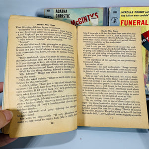 Vintage Agatha Christie Mystery / Detective Fiction Book Bundle — 5 Classic Paperbacks (1950s–1960s) — Hercule Poirot | Mid-Century Pocket & Dell Books