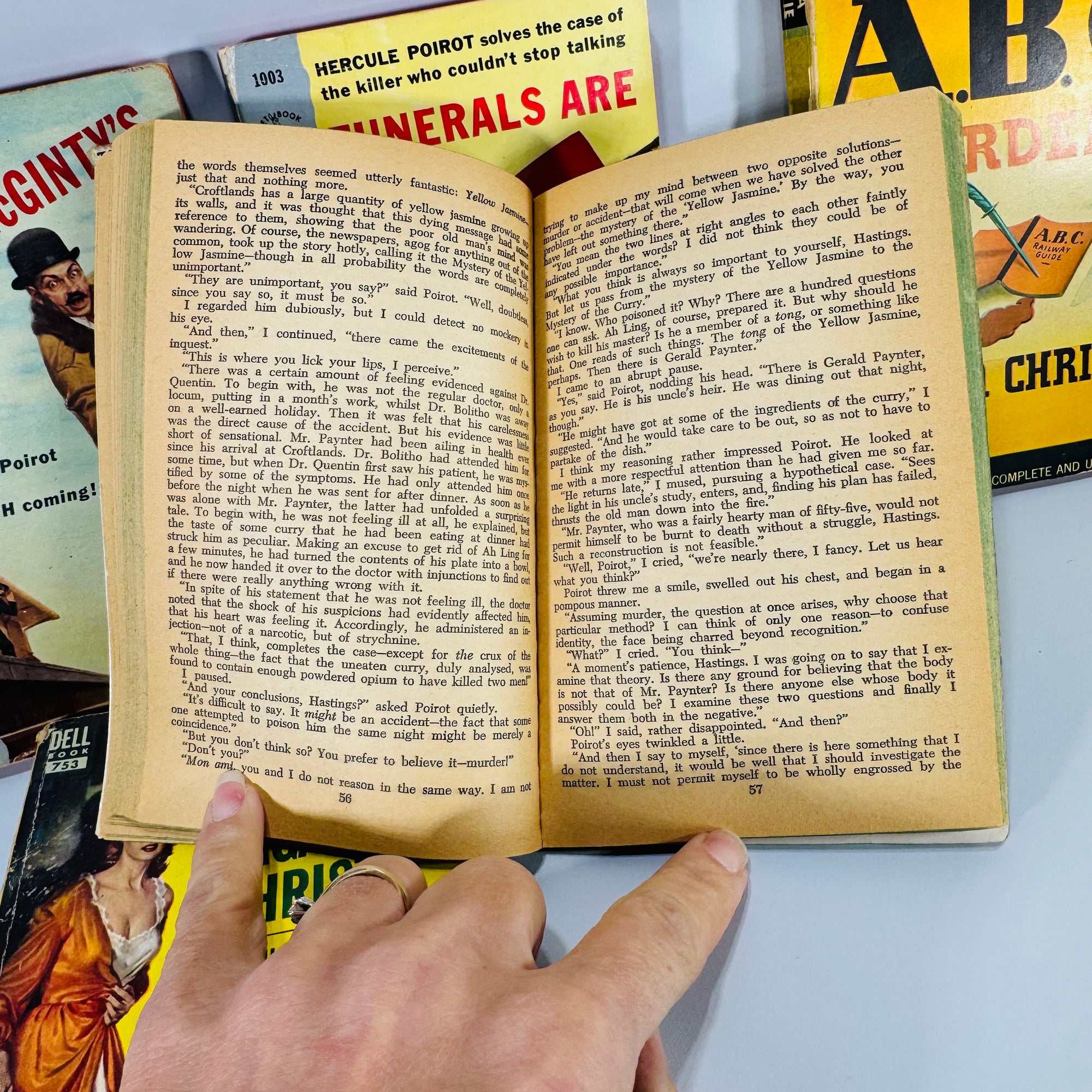 Vintage Agatha Christie Mystery / Detective Fiction Book Bundle — 5 Classic Paperbacks (1950s–1960s) — Hercule Poirot | Mid-Century Pocket & Dell Books