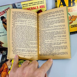 Vintage Agatha Christie Mystery / Detective Fiction Book Bundle — 5 Classic Paperbacks (1950s–1960s) — Hercule Poirot | Mid-Century Pocket & Dell Books