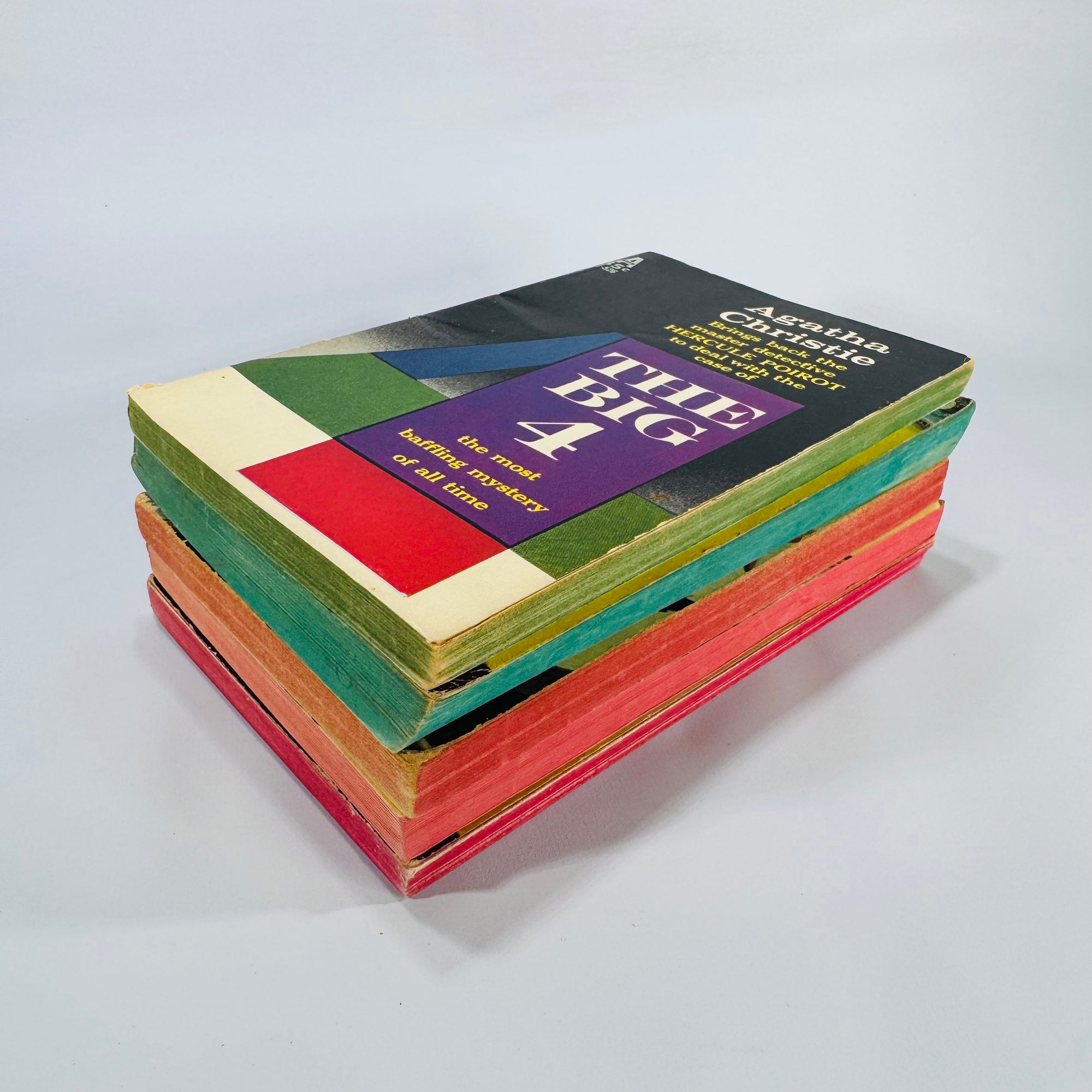 Vintage Agatha Christie Mystery / Detective Fiction Book Bundle — 5 Classic Paperbacks (1950s–1960s) — Hercule Poirot | Mid-Century Pocket & Dell Books