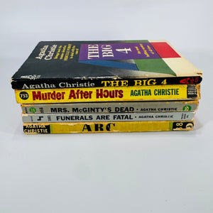 Vintage Agatha Christie Mystery / Detective Fiction Book Bundle — 5 Classic Paperbacks (1950s–1960s) — Hercule Poirot | Mid-Century Pocket & Dell Books
