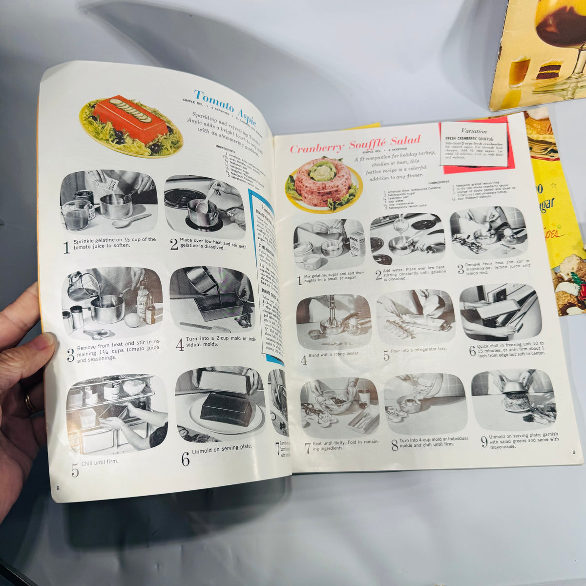 Vintage Retro Kitchen & Cooking Book Bundle — Knox Gel-Cookery (1962), Domino Sugar, Skippy Peanut, Jell-O Hostess Guide, Proof of the Pudding — 5-Piece Lot