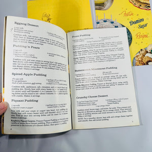 Vintage Retro Kitchen & Cooking Book Bundle — Knox Gel-Cookery (1962), Domino Sugar, Skippy Peanut, Jell-O Hostess Guide, Proof of the Pudding — 5-Piece Lot