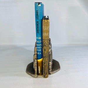 Cast Iron Schooner Pair of Bookends with Sails Vintage Library Decor