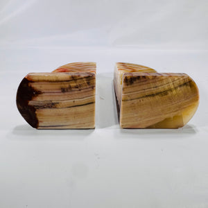 Carved Stone Native-Inspired Warrior Head Bookends – Heavy Polished Pair